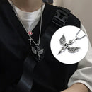 Korean Retro Hip Hop Angel Wings Pendant Stainless Steel Necklace Couple Jewe BX
