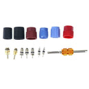 14pcs Automotive AC A/C System Cap Schrader Valve Core w/ Remover Tool Kit