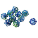 10pcs D20 Opaque Dice For RPG D&D - Blue Green W/
