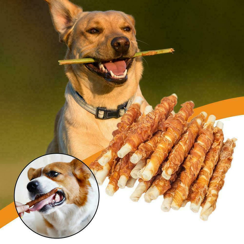 110g Chicken Wrapped Jerky Beef Twists Chews Snacks Supplies Rawhide Treats L2Z5