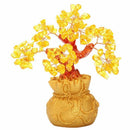 Feng Shui Wealth Lucky Citrine Crystal Gem Money Coins Tree in Money Bag De
