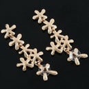 Cute Long Crystal Rhinestone Flower Tassel Dangle Earrings Wedding Party Ne