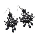 Fashion Black Lace Jewellery Dangle Earrings W/ Beads Elegant Lolita Decor