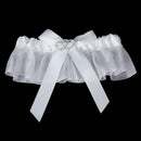 Bridal Double Heart Rhinestone Wedding Garter Satin Toss -White