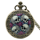 Purple flower four sly heads retro pocket watch G2T1