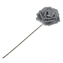7 Foam Rose Artificial Flower Glitter Bridal Bouquet Home Wedding Decoratio U5E8
