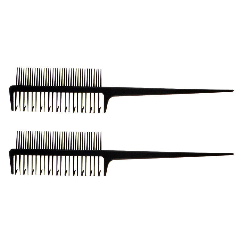 2Pcs 2-Way Dye Coloring Highlighting Weaver Comb for Highlights Black 8.7''