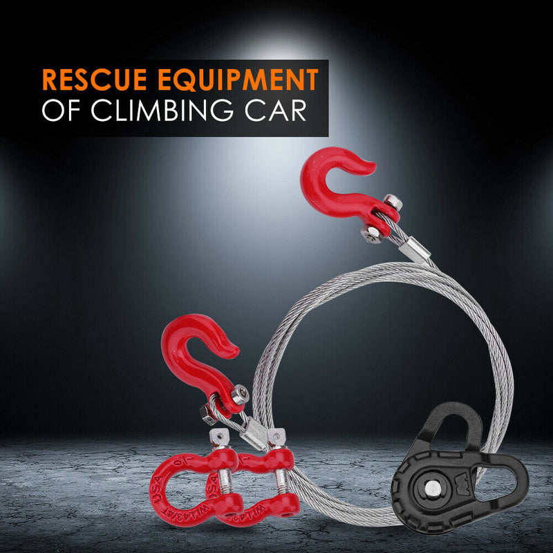 3 in 1 RC Truck Rescue Equipment Winch Snatch Block D-Ring Trailer Shackles Hook