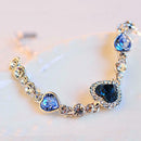 Fashion Charm Women Ocean Heart Blue Crystal Rhinestone Bangle Bracelet Favor