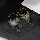 Korean Style Hoop Earrings Crystal Tassel Dangle Acrylic Flower Jewelry L7X7