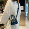 Retro Leather Women Shoulder Tote Bags Solid Mini Crossbody Handbag (Blue)