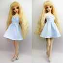 Fashion Cat Face Dress w/ Lace Sleeve for 1/3 BJD DD Dress Up Accessory Blue