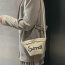 Straw Messenger Bags Woven Beach Crossbody Women Shoulder Handbags (Beige)
