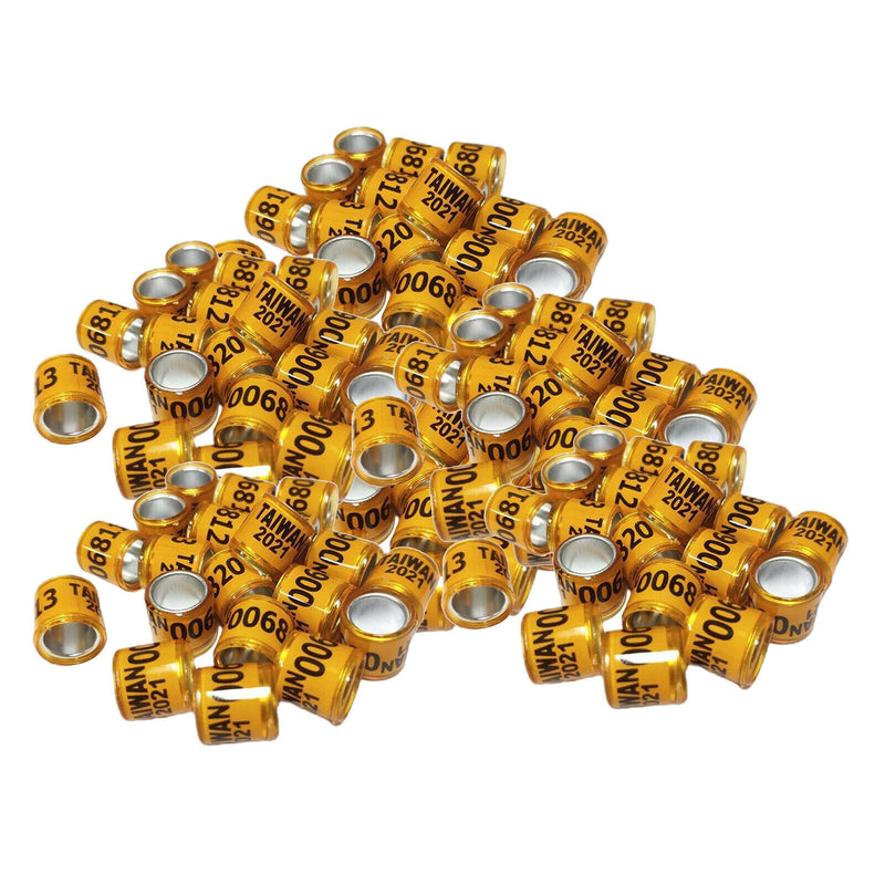 Set of 200 2021 Aluminium Bird Racing Pigeon Foot Rings Bands 8mm Multicolor