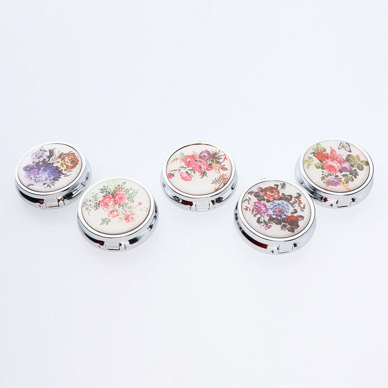 Round Compact 3 Compartment Medicine Case, Pill Box for Pocket or Purse with
