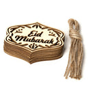 10pcs DIY Eid Mubarak Ornaments Wooden Hollow Pendants Crafts Ramadan Decor ME