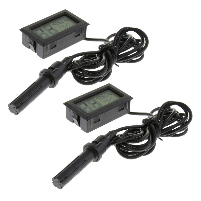 2pcs LCD Digital Reptile Thermometer Hygrometer for Turtle Terrarium Aquarium