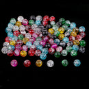 100 Pieces Colorful Round Beads,8mm Glass Crackle Czech Spacer Loose Beads