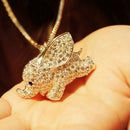 New Lady Charm Golden Rhinestone Elephant Pendant Necklace Long Sweater Chain OZ