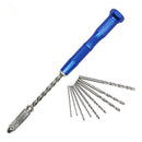 11Pcs Twist Drill Bit Spiral Hand Semi Automatic Pin Vise Keyless Chuck Dri