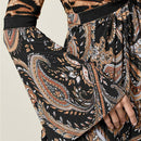 Sexy V-Neck Leopard Print Long Sleeve Women Daily Tops Blouse (Black M)