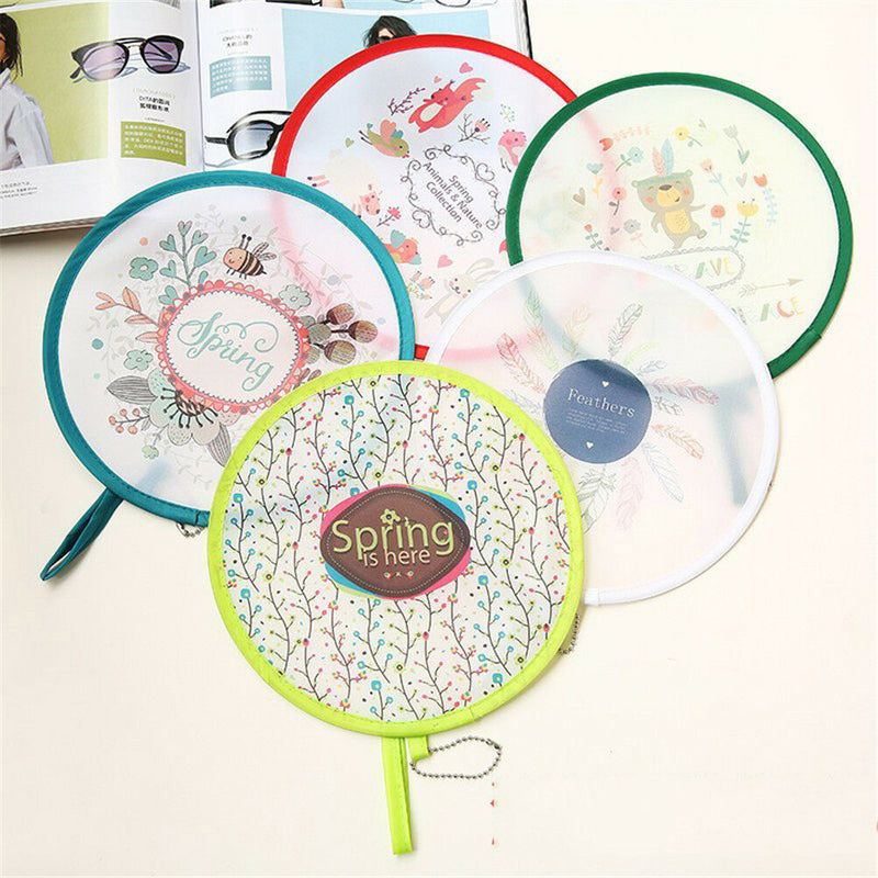 1pc Portable Round Japanese Style Folding Fans Hand Fan for Wedding Party  Z