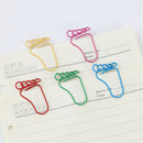 12Pcs Cute Foot Shaped Metal Bookmarker Paper Clip Memo Clips Office Supplies