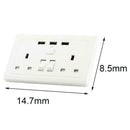 Double Wall UK Plug Socket 2 Gang 13A 3 USB Charger Plate Port Outlets R1U9