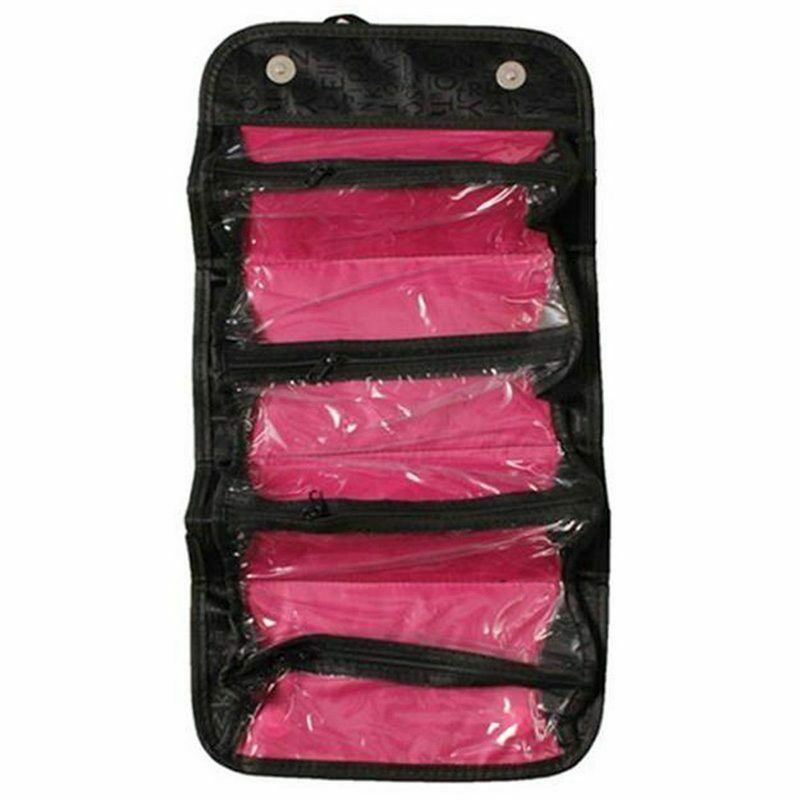 Black Portable Foldable Toiletry Bag Bellows Storage Makeup Travel R7N1