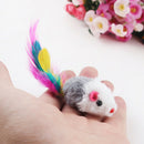2PCS Cute Pet Cat Toys Faux Furry Mouse With Feather Tail Kitten Catching Toys