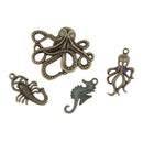 60pcs Sea Animals Charms Pendants Jewelry Making Accessories Findings Bronze