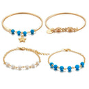 4pcs Retro Shell Flower Bracelet Slice Bangles Women Jewelry Gift (Style 7)