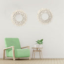 Wall-Mounted Mirror Lace Fringe 2 Sets Of Small Round Decorative Boho Mirro W9T2