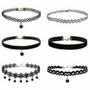 6 Pieces Choker Necklace Set Stretch Velvet Classic Gothic Tattoo Lace Chok J2G3
