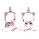 2x Unicorn Headphones with Microphone Stereo Earphones for Kids Girls