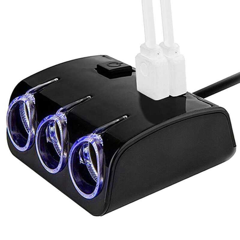 Car LCD Cigarette Lighter Socket Splitter DC 12V Dual USB Charger Power Adapter