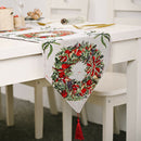 35x180cm Christmas Decor Table Flag Knitted Fabric Tassel Tablecloth (B)