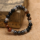 Natural Stone Bead Bracelet Tiger Eye Magic Hematite Obsidian Bangle WomenSJTE