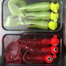 Fishing Lures Set Jig Lead Head Hooks Soft Worm Grub Single Tail Bait Lovel 3c