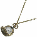 Round Shape Retro Striped Volume Necklace Pocket Watch Bronze