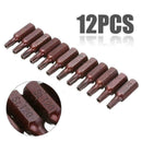 12Pcs 25mm 1/4" Hex Shank Magnetic T20 Torx Security Screwdriver Bits With M9B2