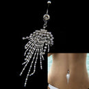 Rhinestone Tassel Navel Dangle Button Belly Ring Bar Body Piercing Jewelry BX