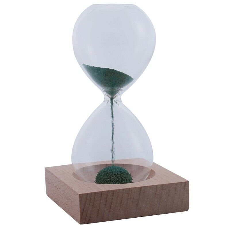 Green wood + glass + iron powder sand iron flowering magnetic hourglass wit L7H7