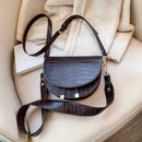 Retro Crossbody Handbag Women Semicircle PU Leather Shoulder Bag (Coffee) A