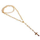 10mm Rosary Beads Cross Necklace Pendant for Women Men Girls Sweater Jewelry