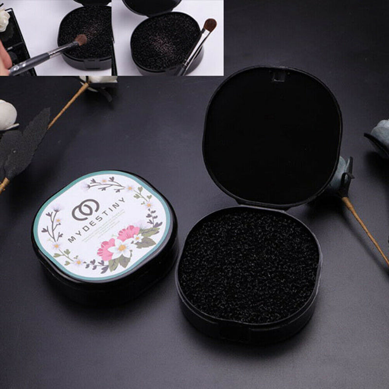 Black Makeup Brush Clean Eye Shadow Sponge Cleaner Make Up Brushes Tool BoxW`US