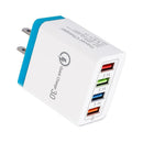 4 USB Travel Charger 3A Fast Charging Charger US Plug Adapter (Sky Blue) A