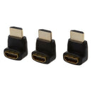 Three (3) Pack of HDMI 270 Degree/Right Angle Connectors/Adapters