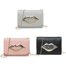 Red Lip Sequins One Shoulder Small Square Bag Chain Messenger Bag Summer Sw O1Y7