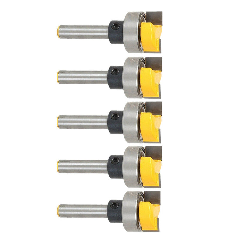5pc 1/4" Shank Top Bearing Flush Trim Router Bit Woodworking Milling Cutter